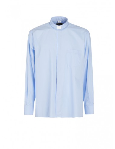 camisa azul claro, manga larga 100% algodón