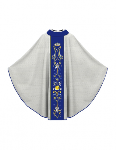 Chasuble mariale tulipes bleues